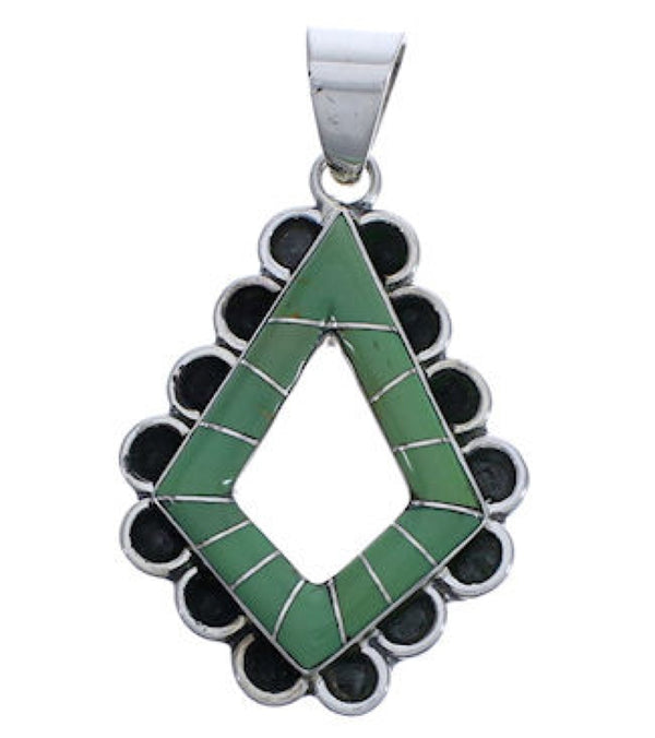 Turquoise Inlay Sterling Silver Slide Pendant EX30594